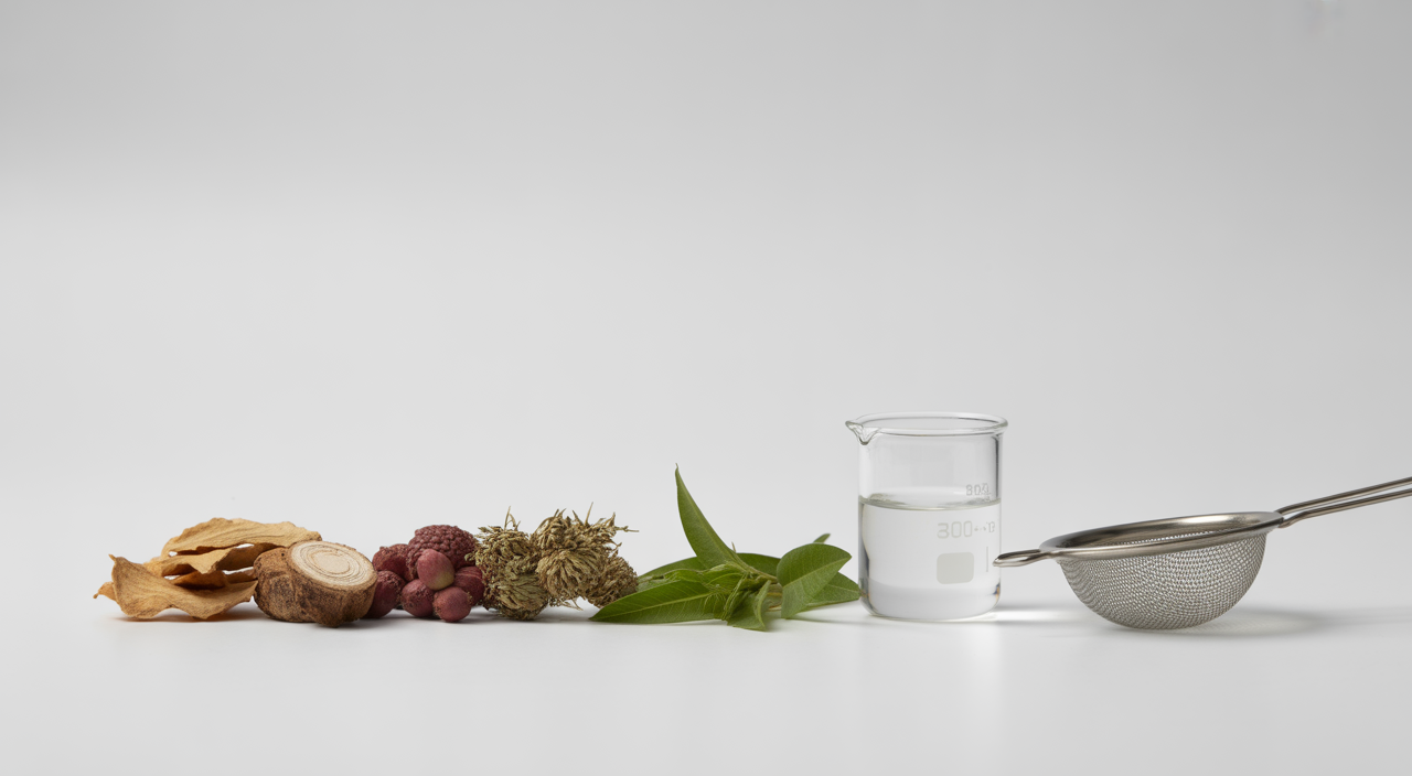 A collection of natural herbal extracts in bottles, surrounded by fresh herbs, representing holistic wellness.