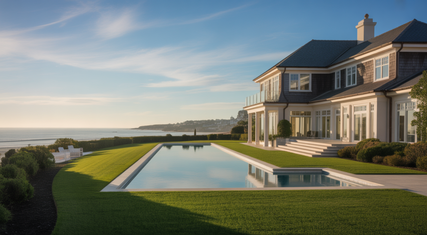 Luxury coastal home in Newport with meticulous property maintenance