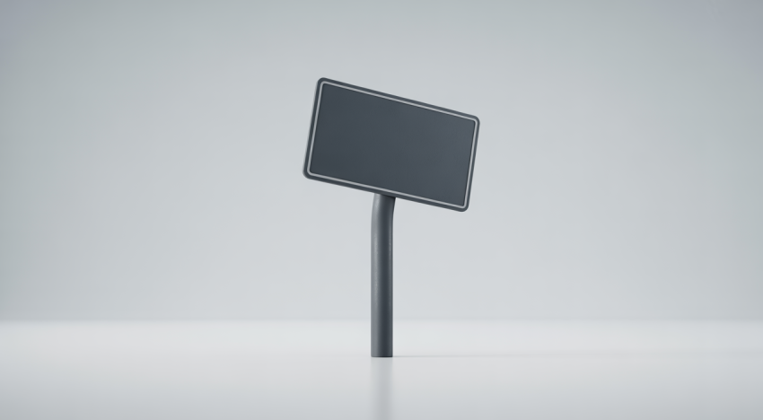 Flexible sign post bending and recovering from impact, symbolizing durability and traffic safety innovation.