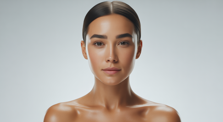 Close-up of smooth, clear, radiant skin, representing effective acne scar treatment and skin rejuvenation results.